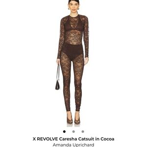 Revolve- Amanda Uprichard- Brown Lace Catsuit